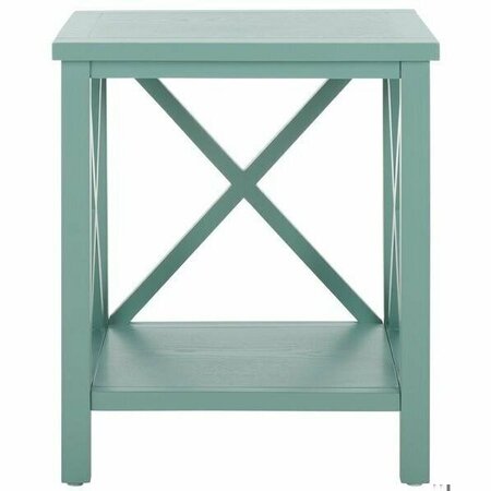 SAFAVIEH Candence Cross Back End Table- Dusty Green - 21.5 x 13.4 x 18.1 in. AMH6523E